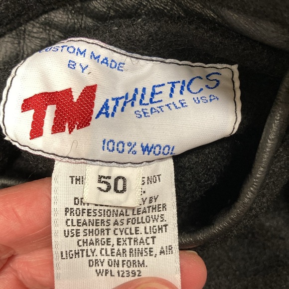 Vintage TM Athletics USA Wool Leather Varsity Jacket in Black, Men's siz… - Picture 5 of 8